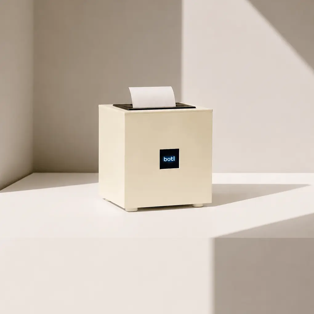 Botl printer on a shop counter